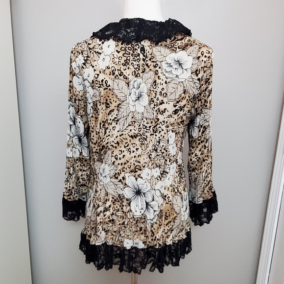 Agora Floral Cheetah Print Cardigan - Picture 5 of 12